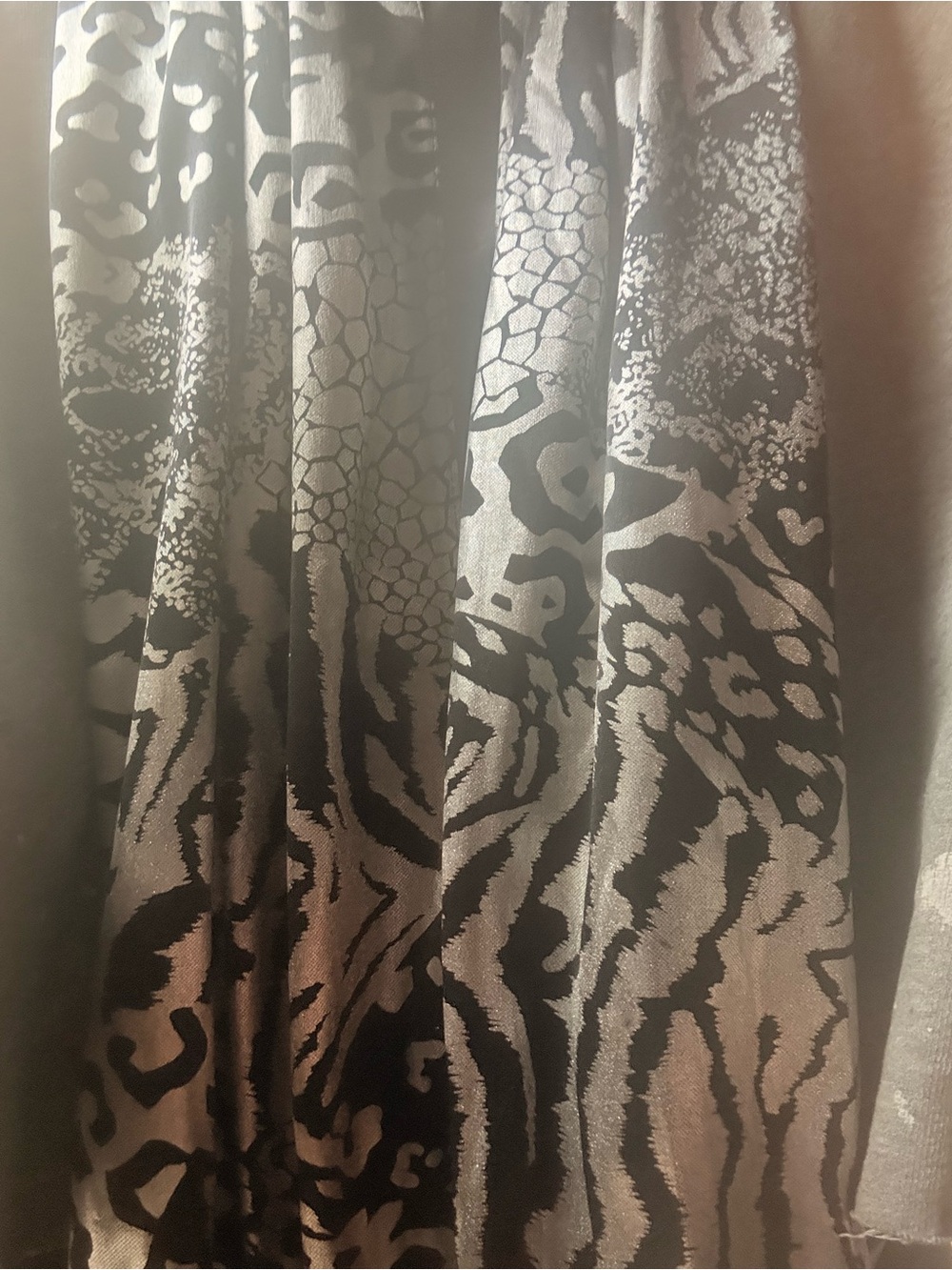 Black Velvet Scarf with Silver Animal Jacquard